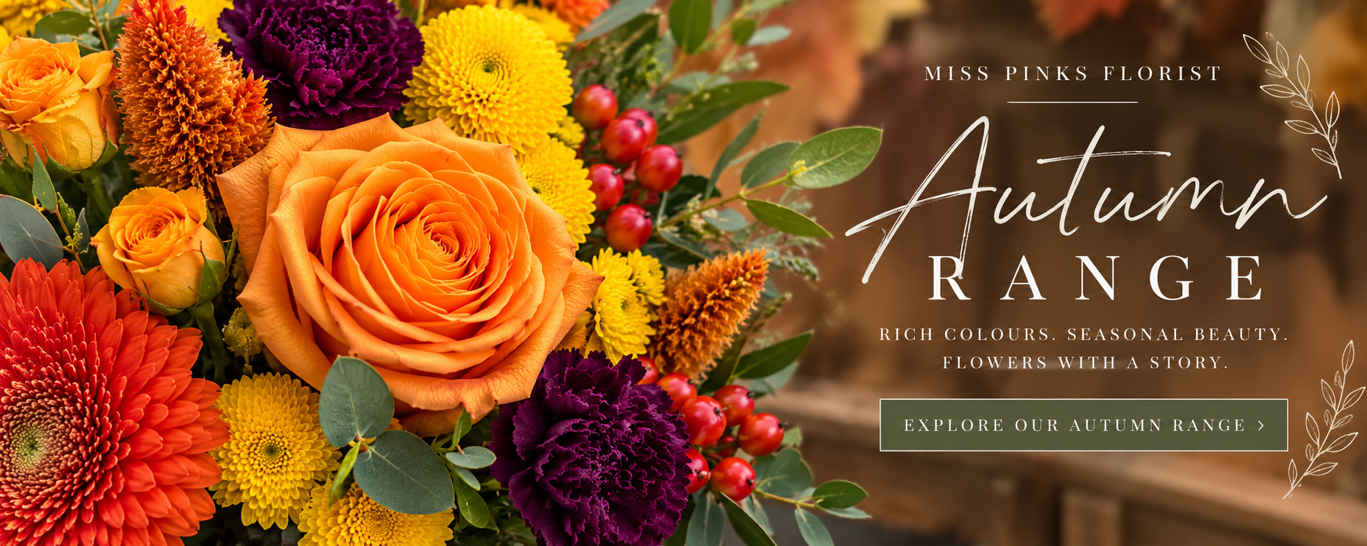 Seasonal bouquets from Miss Pinks Florist in Plymouth offering same-day delivery